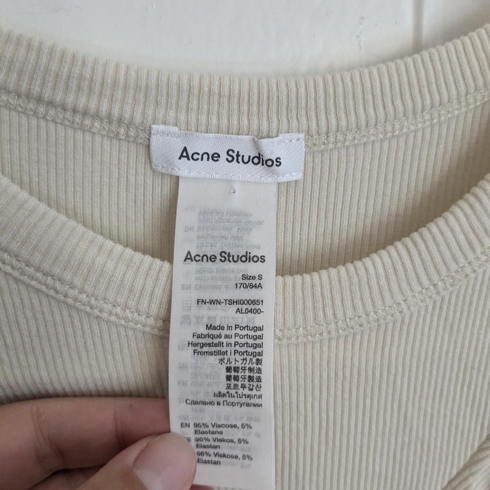 Acne Studios Cream Ribbed Ruffle Top - Picture 5 of 6